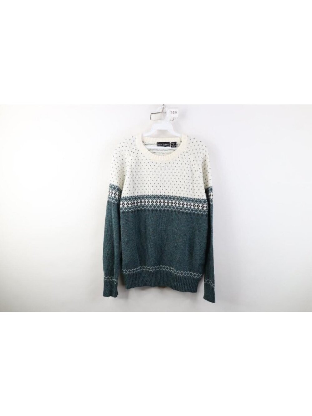Vintage 90s Streetwear Mens XL Wool Blend Knit Fair Isle Crewneck Sweater